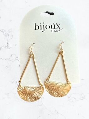 Bijoux Bar Gold Textured Half-Moon Drop Earrings